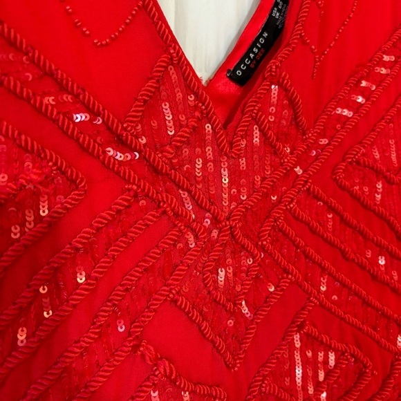 Red Beaded Cocktail Dress Y2K Sleeveless Sz Small - Picture 8 of 9